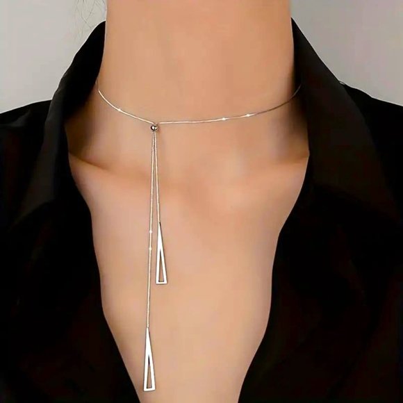 Necklace Geometric Adjustable Pull Minimalist Triangular Simple Stylish Trendy - Picture 1 of 6